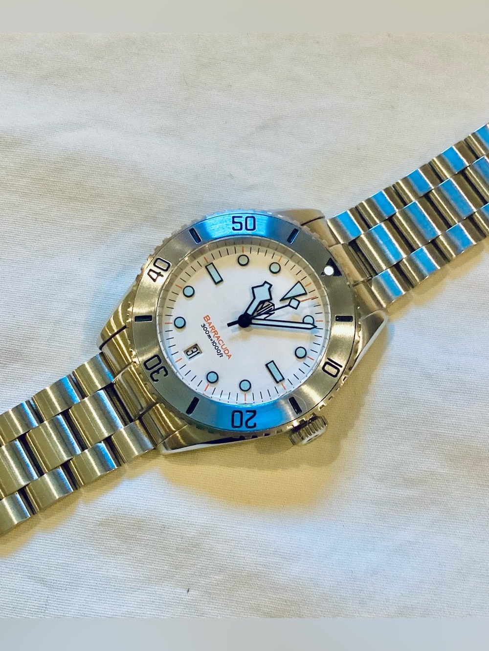 NTH Barracuda Polar White w/ Date 40mm Automatic MIYOTA 9015 200m Diver Watch